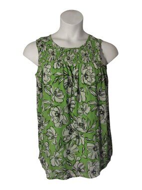 Harper 241 M Green White Floral Sleeveless Shirt Top Tank